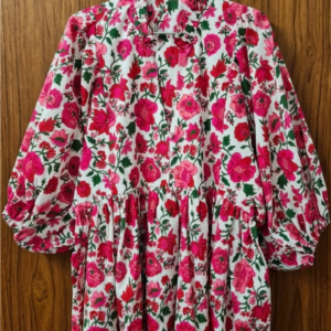 Rosy Bloom Floral Cotton Dress