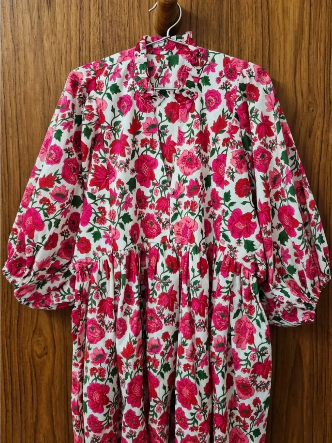 Rosy Bloom Floral Cotton Dress