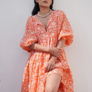 Sunset Bloom Floral Cotton Dress