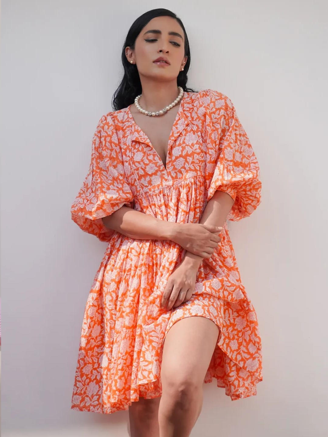 Sunset Bloom Floral Cotton Dress